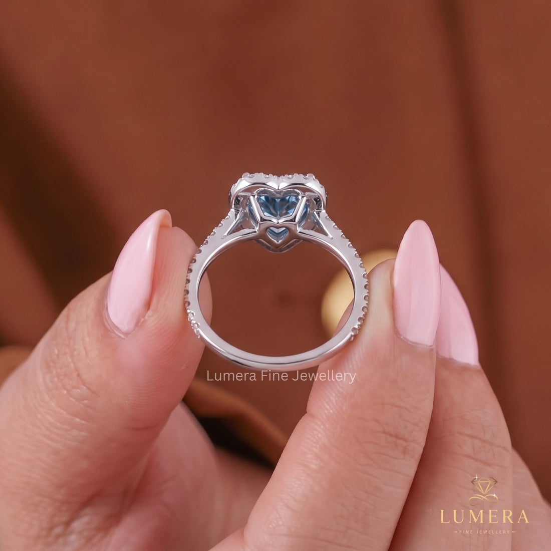 Cathedral engagement ring with cathedral setting ring.
