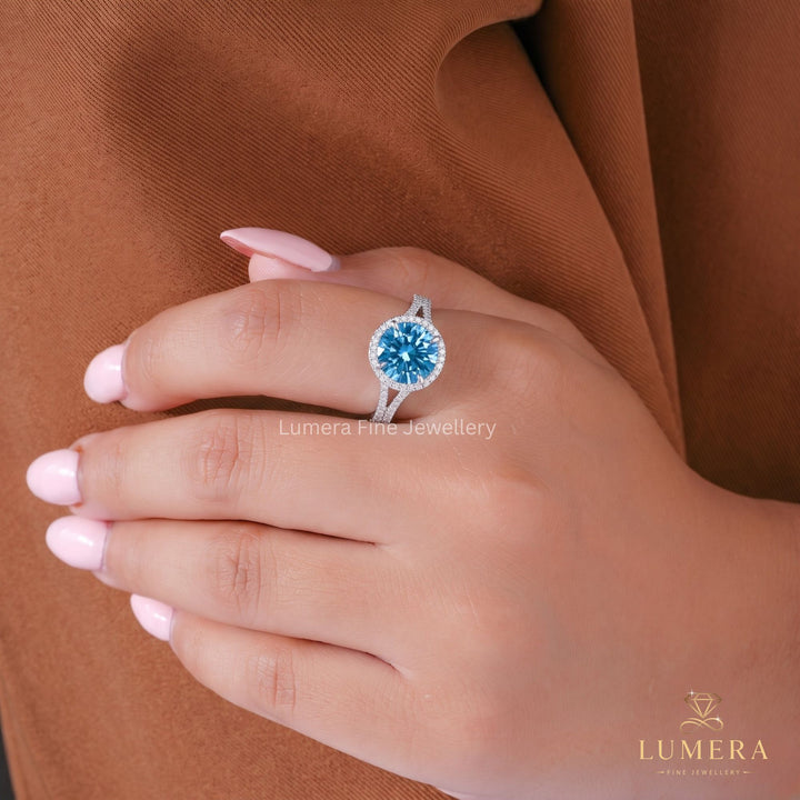Customized ring with shop engagement ring.
