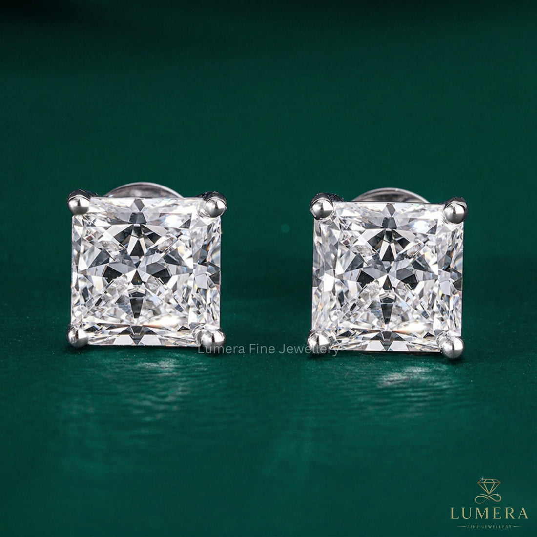 1.20 TCW Lab Grown Diamond Princess Cut Stud Earrings
