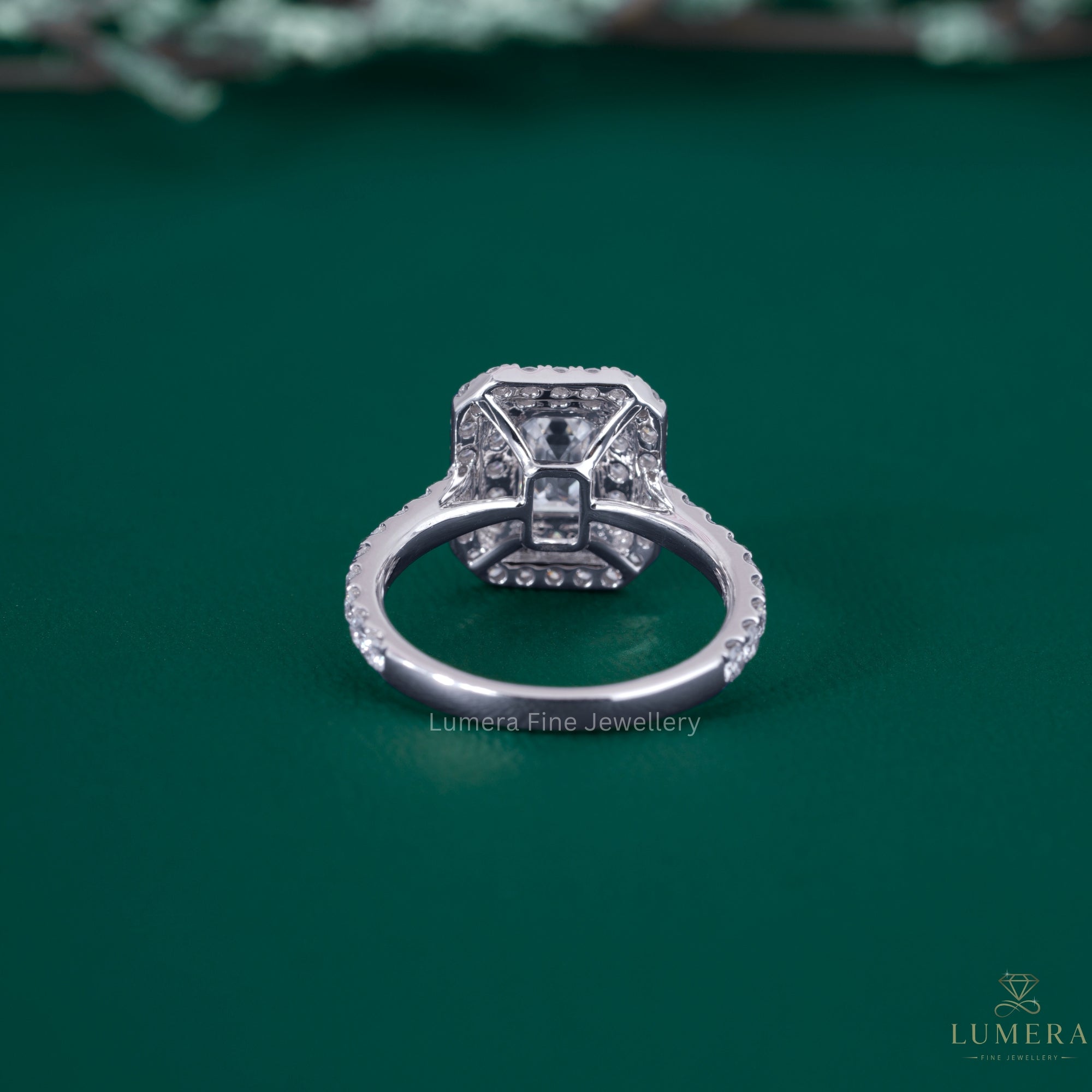 Pave diamond engagement ring with prong diamond ring.