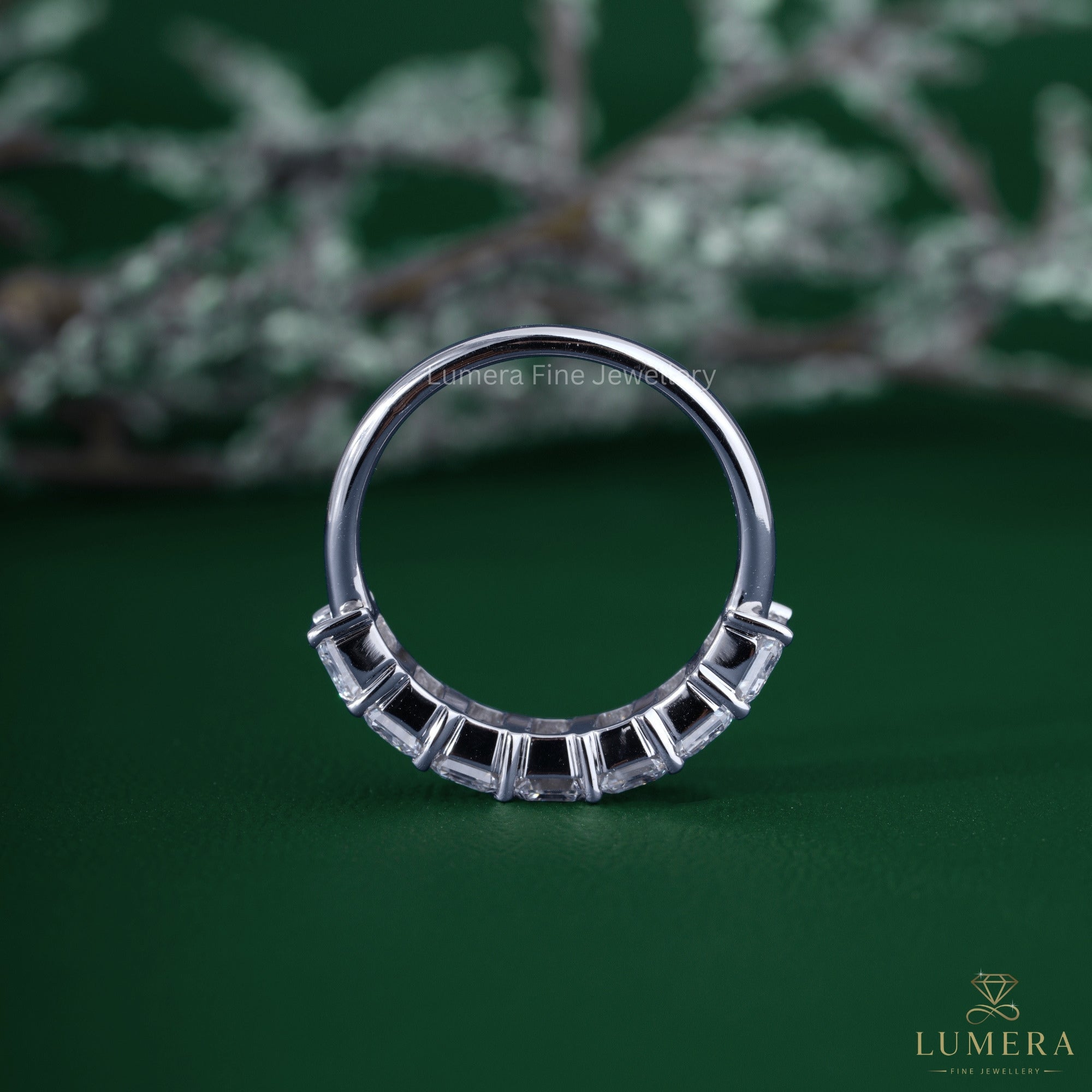 Half eternity diamond band with stackable wedding band.