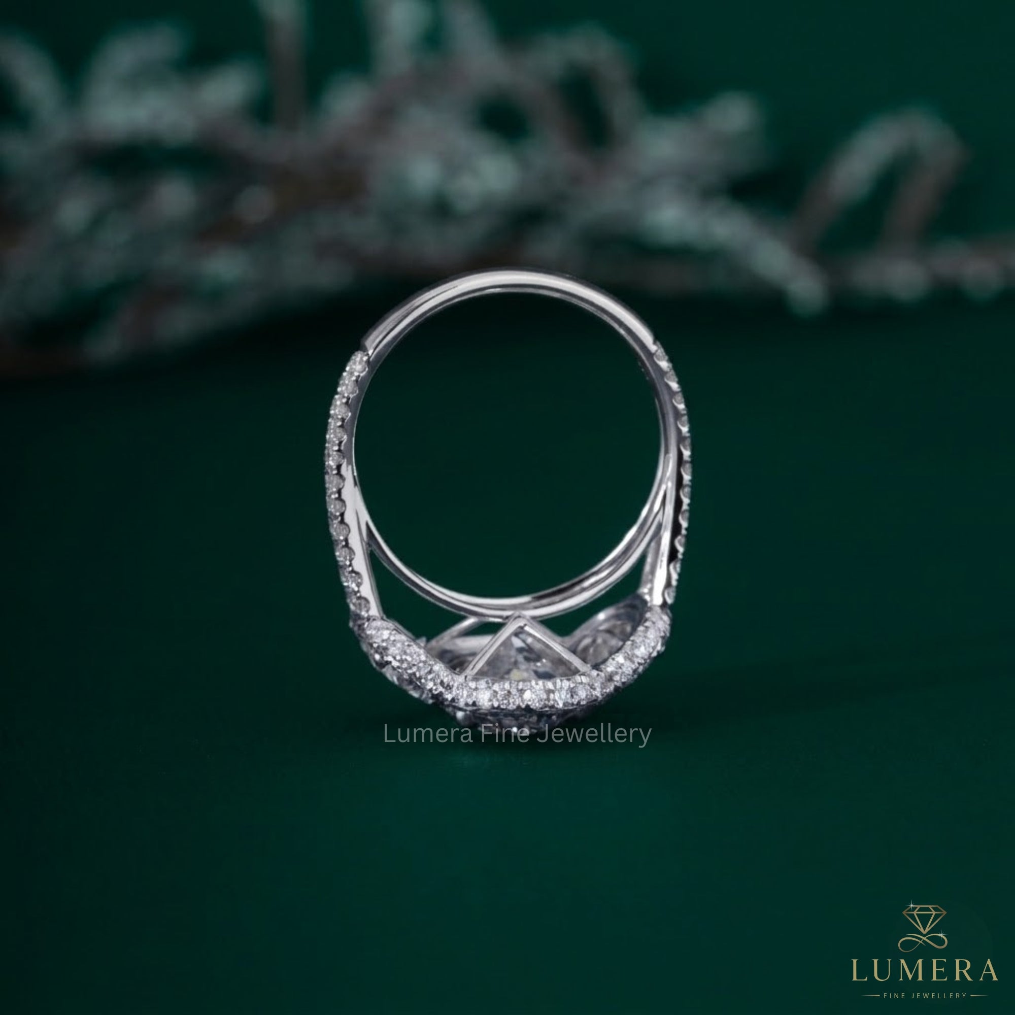 Oval cut ring with Halo engagement ring.
