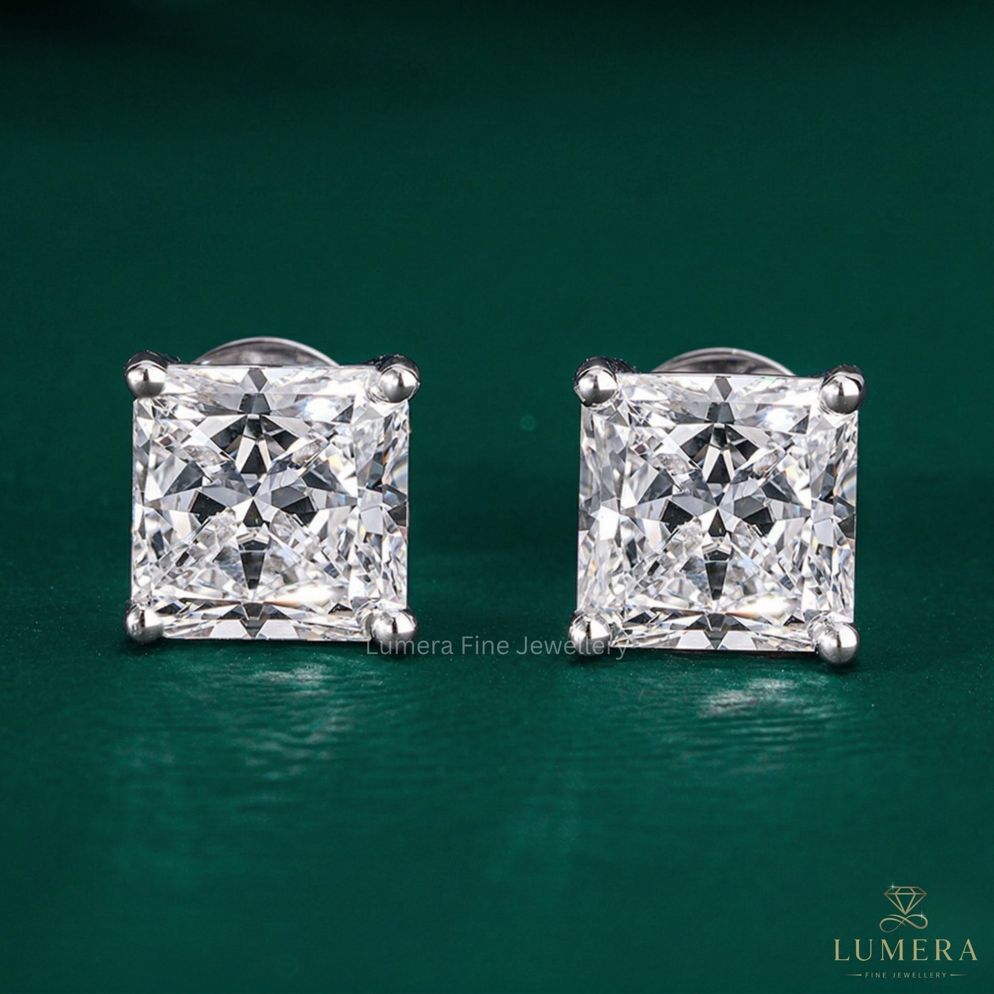 2.20 Princess Cut Lab Grown Diamond Stud Earrings