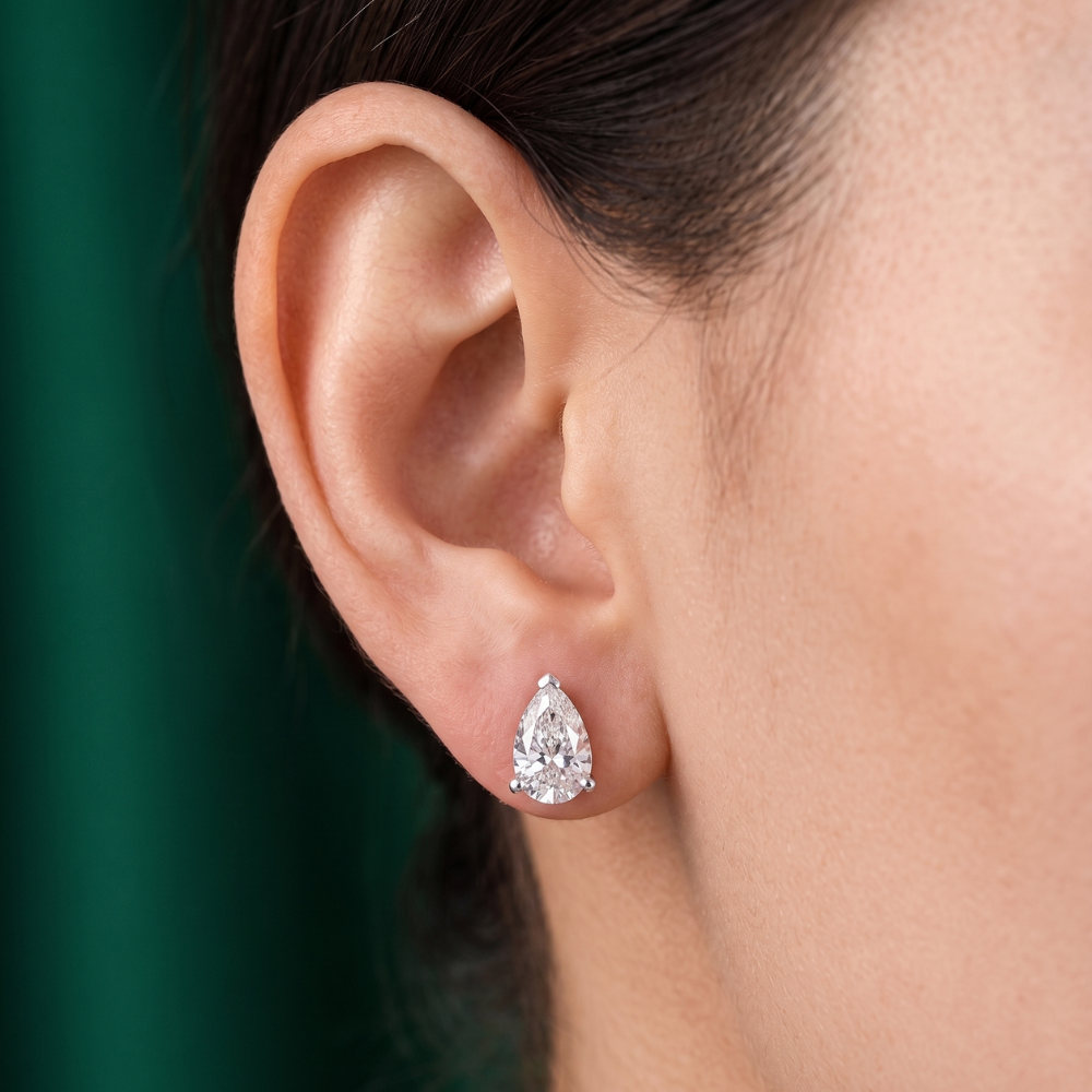 Lab Grown Diamond Pear Shape Halo Earrings