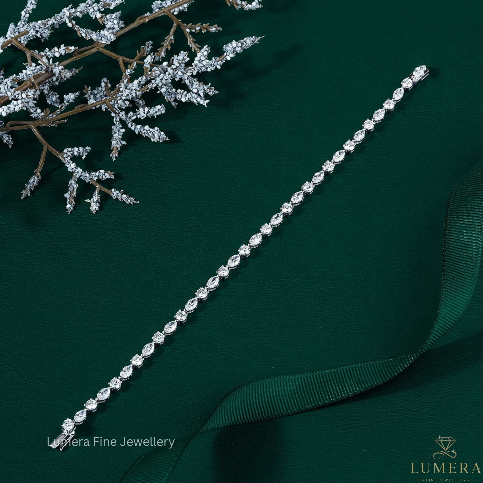 Marquise-Round Multi Cut Lab Grown Diamond Tennis Bracelet