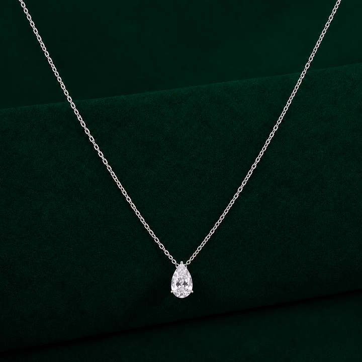 solitaire pendant with almond shape diamond pendant.
