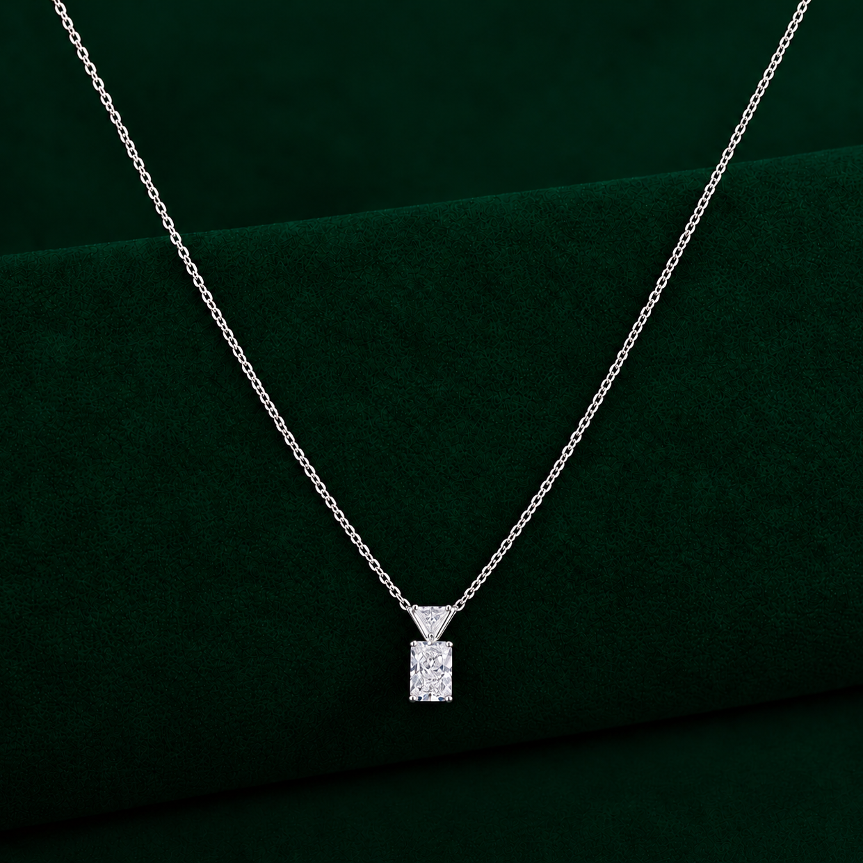 radiant cut diamond pendant with radiant diamond chain pendant.
