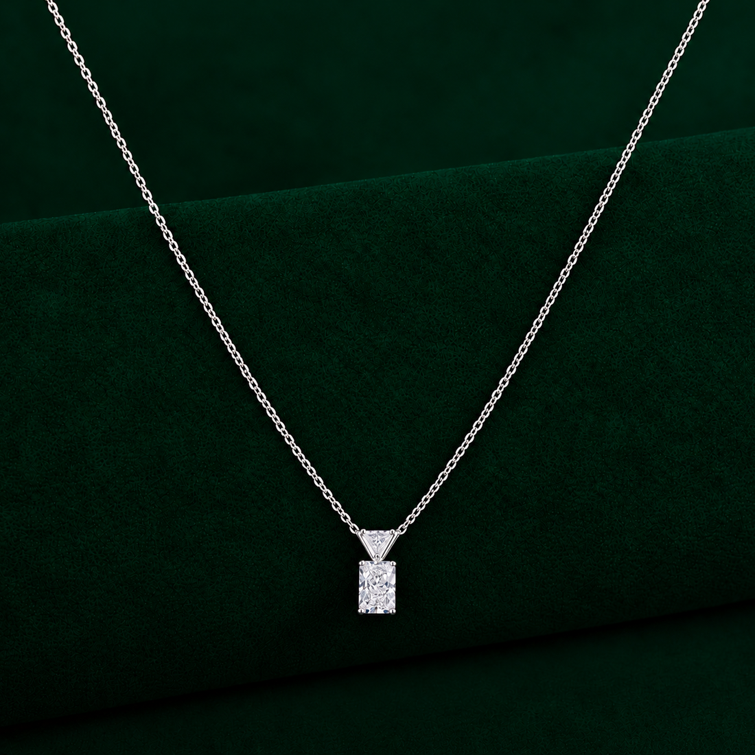radiant cut diamond pendant with radiant diamond chain pendant.

