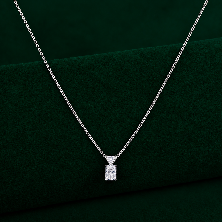 radiant cut diamond pendant with radiant diamond chain pendant.
