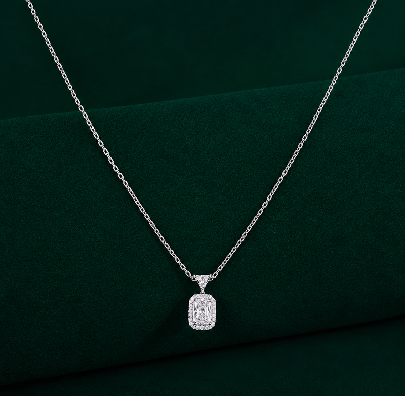 Radiant Diamond Station Necklace With Bezel Station Chain