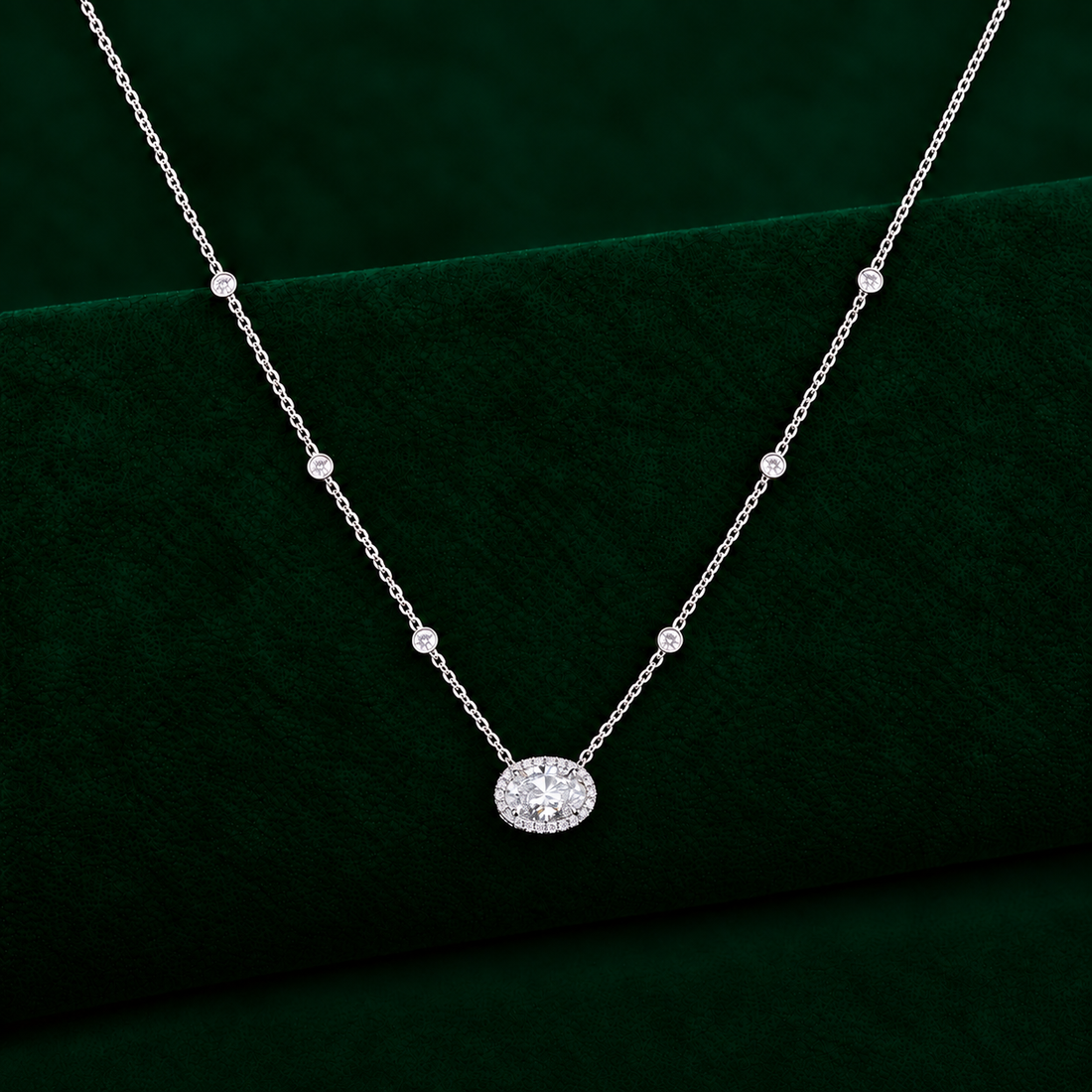 diamond accent chain with Bezel station pendant chain.
