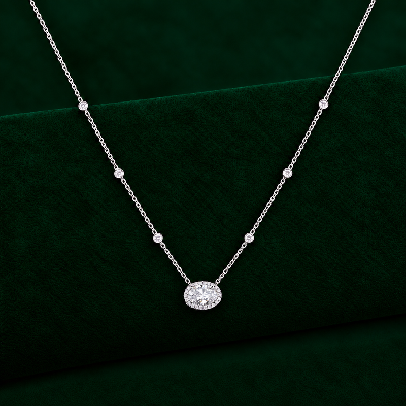 diamond accent chain with Bezel station pendant chain.
