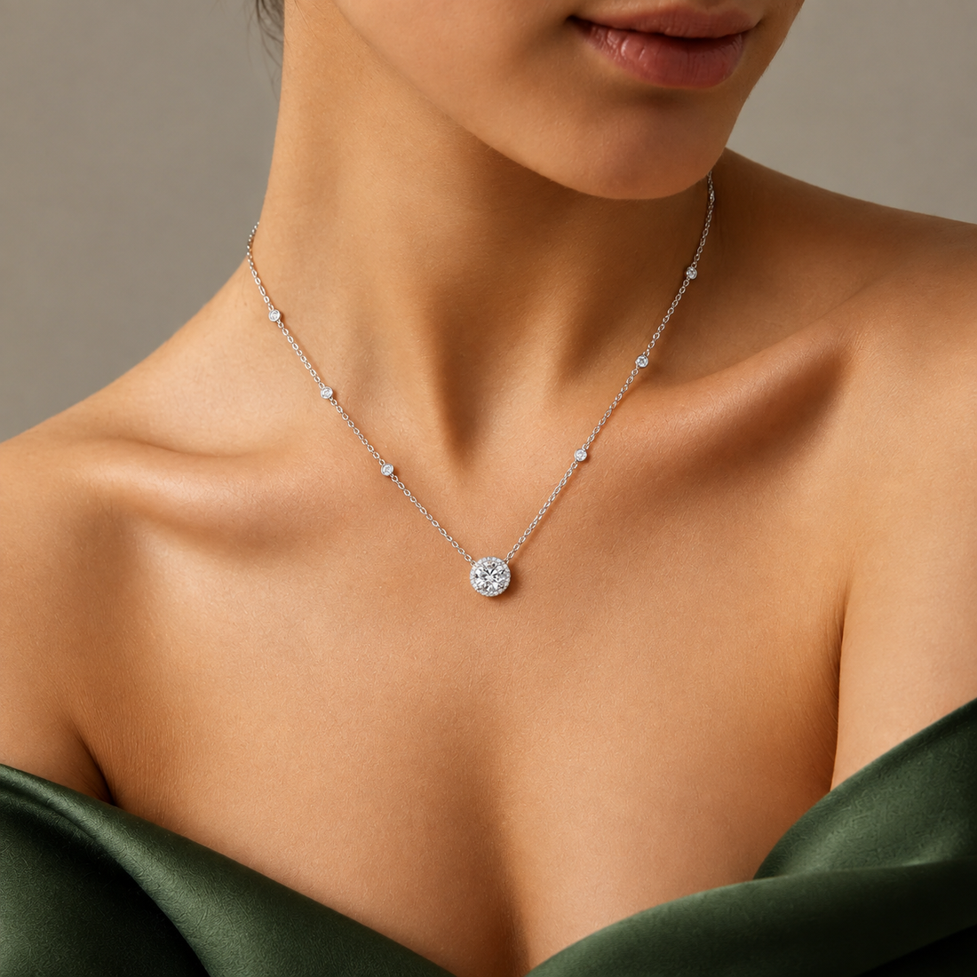 bezel station chain with solid gold pendant.

