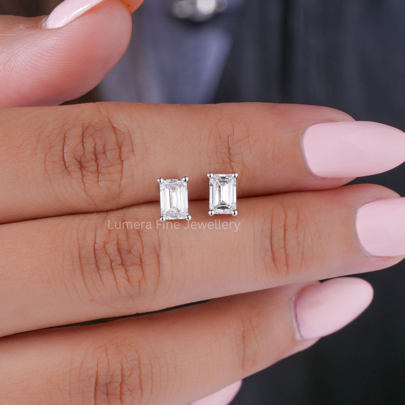 Push Back Earrings with stud diamond earrings.
