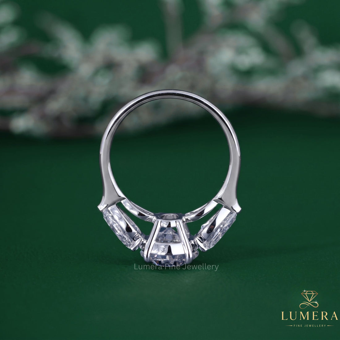 Basket setting ring with anniversary ring.