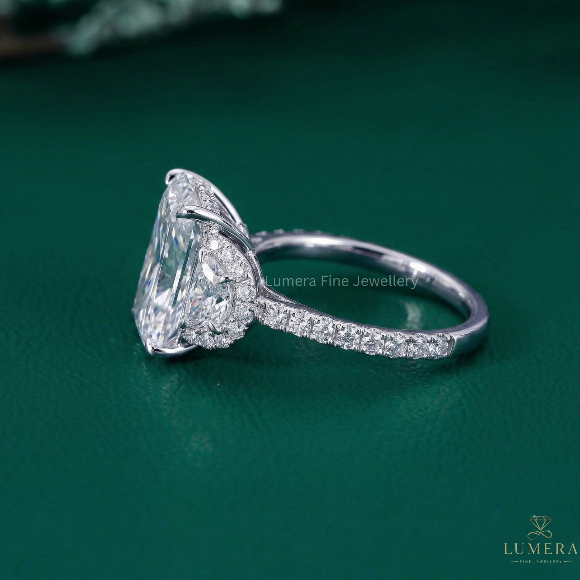 cushion engagement ring with hidden halo engagement ring.