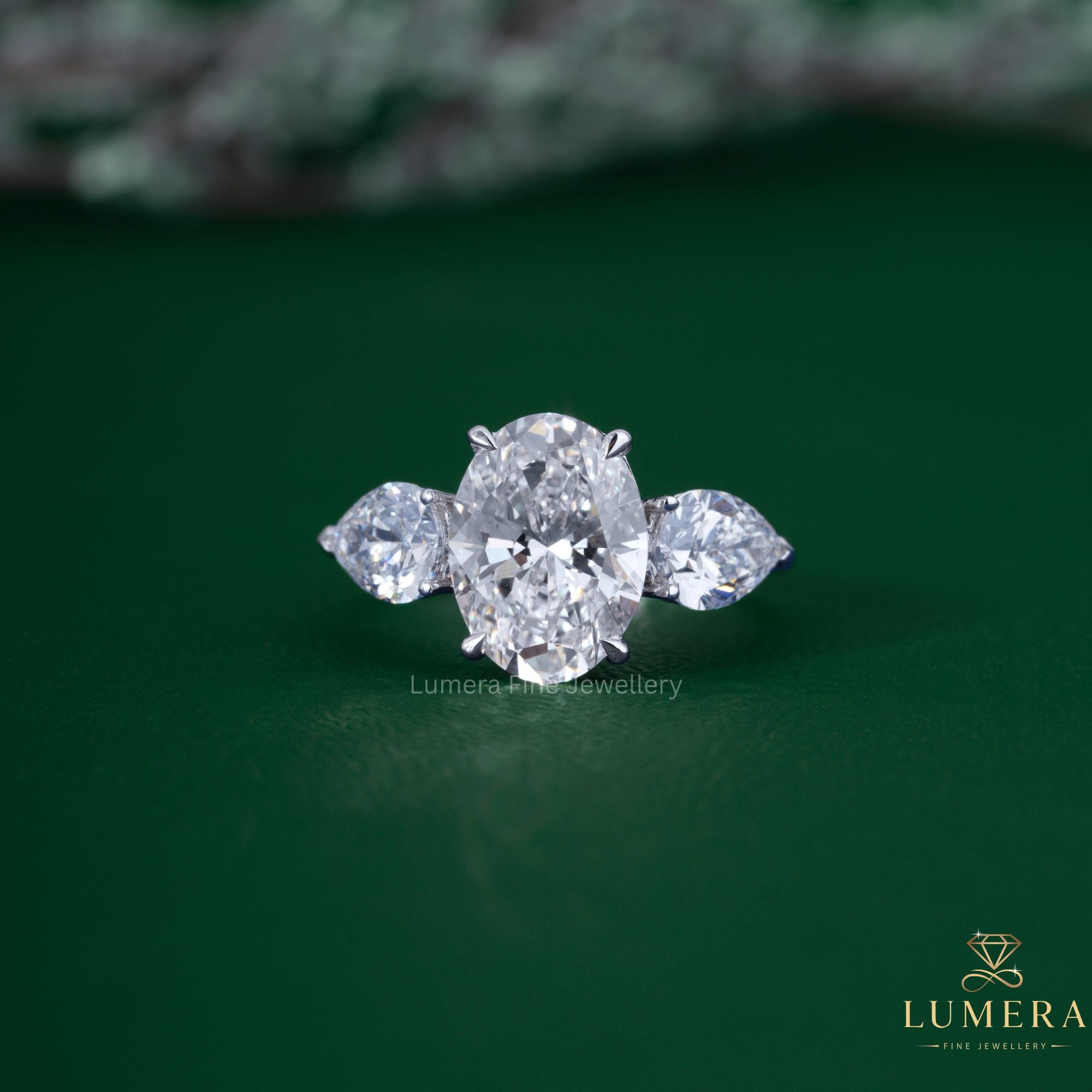 Oval shaped diamond ring with oval diamond ring.