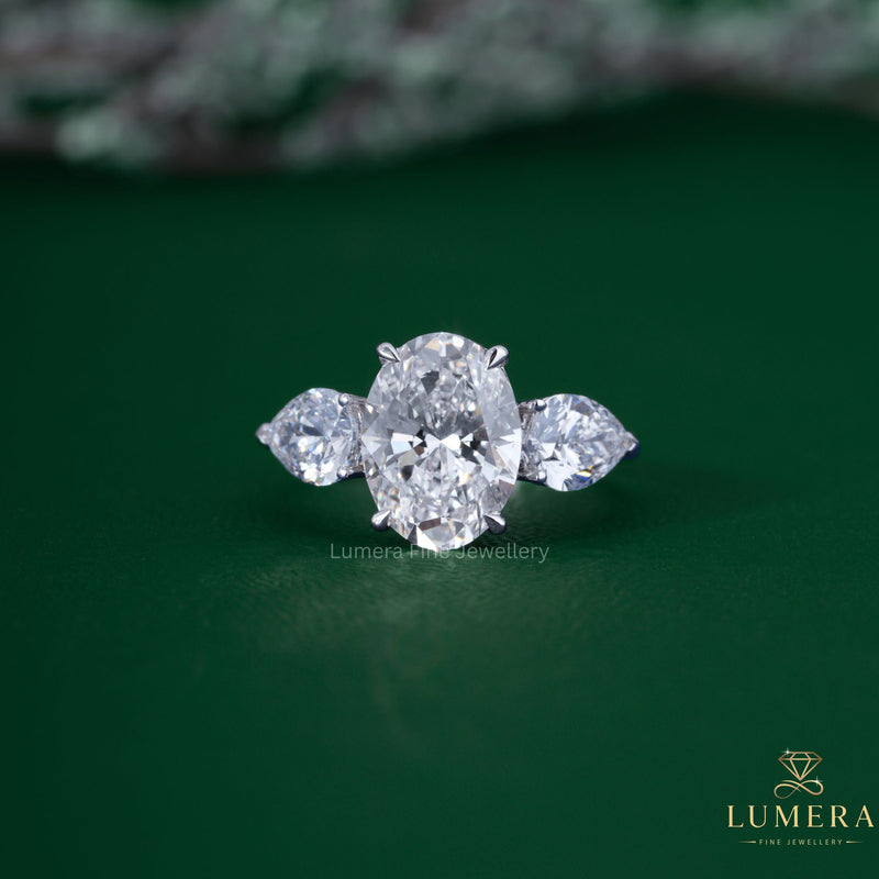 Oval shaped diamond ring with oval diamond ring.