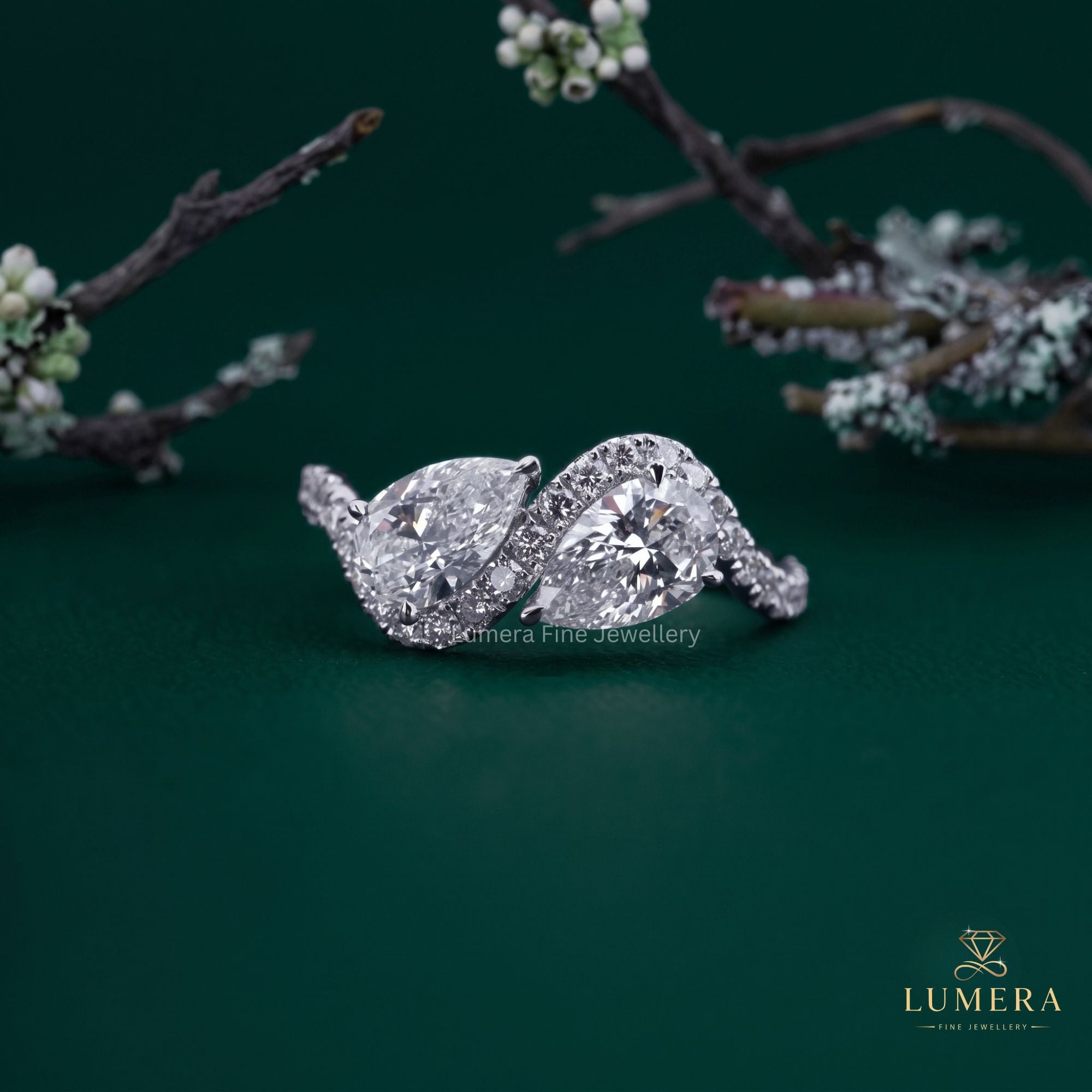 Toi et moi ring with Two stone engagement ring.
