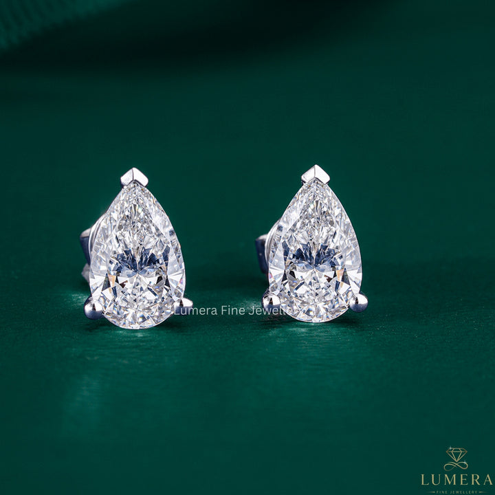2.20 TCW Pear Cut Lab Grown Diamond Stud Earrings