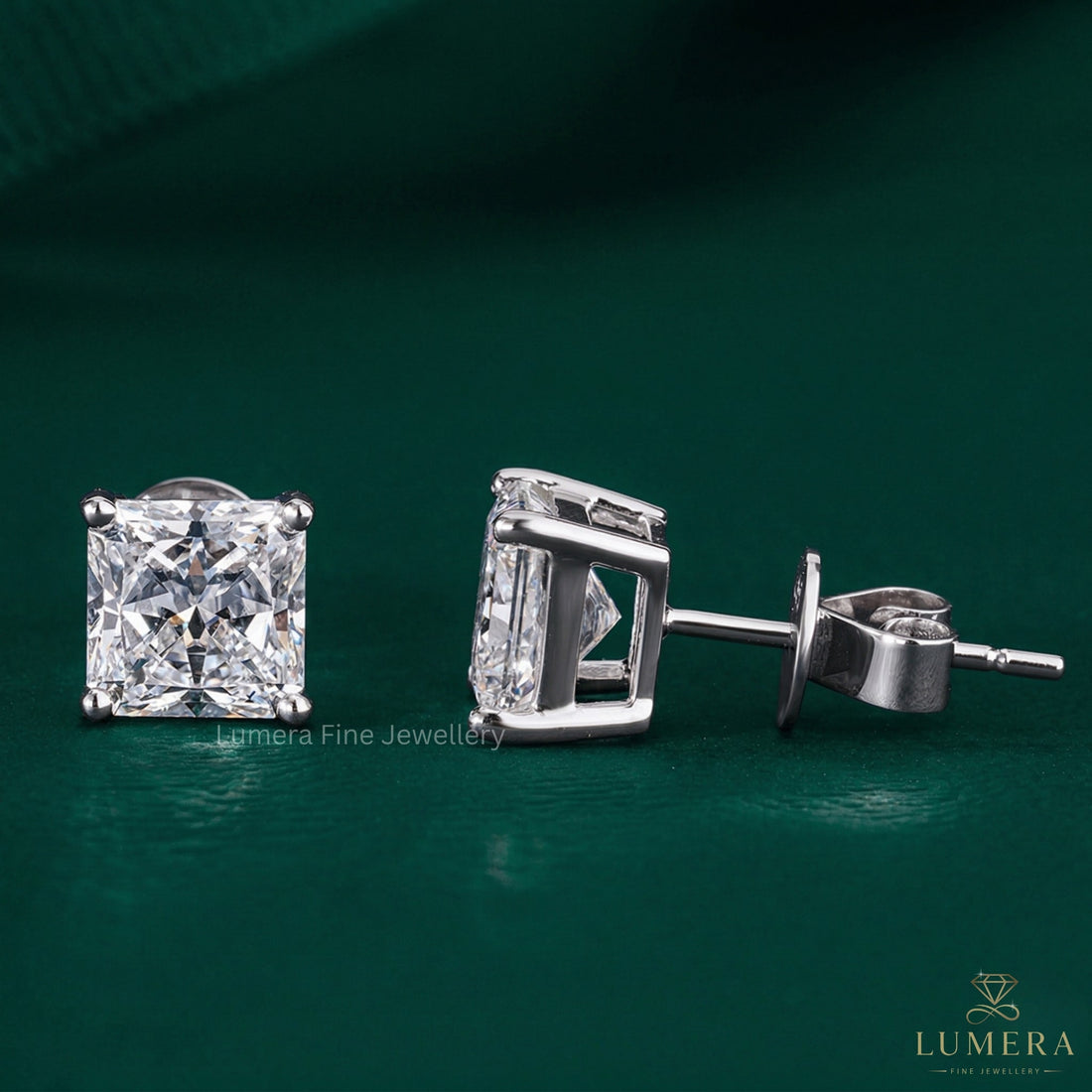 2.20 TCW Princess Cut Lab Grown Diamond Stud Earrings