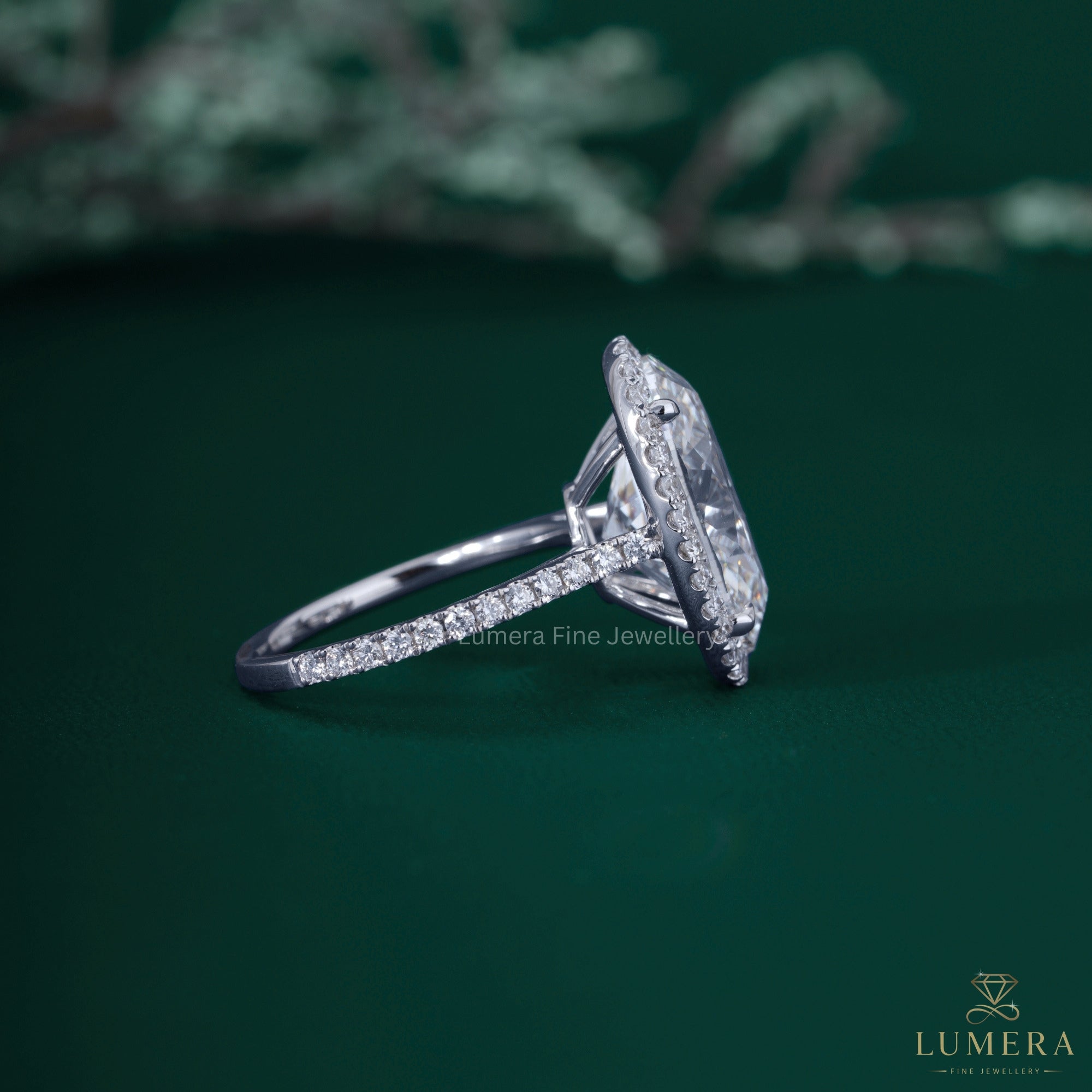 Cathedral setting ring with cathedral engagement ring.