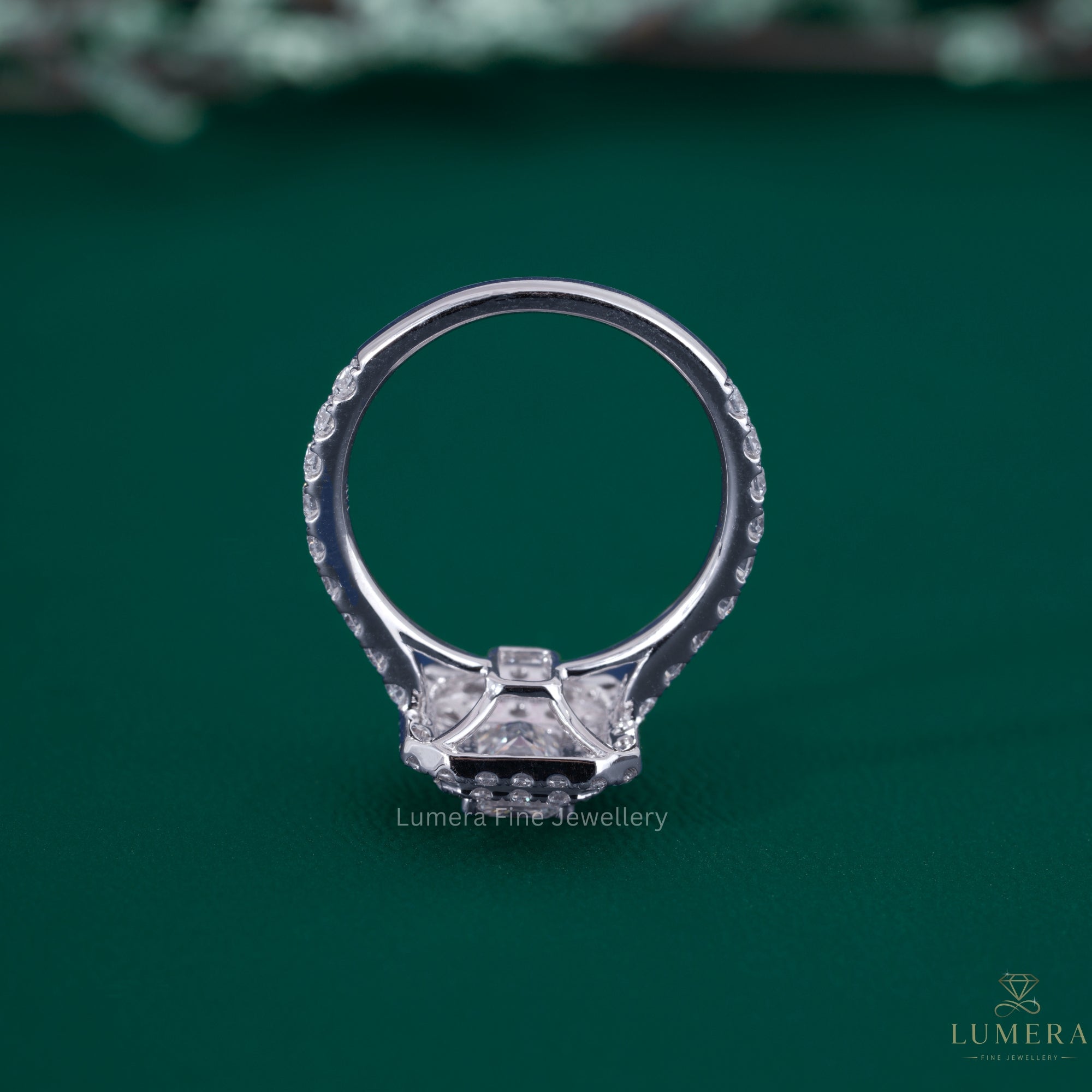 Pave ring setting with solid gold ring.