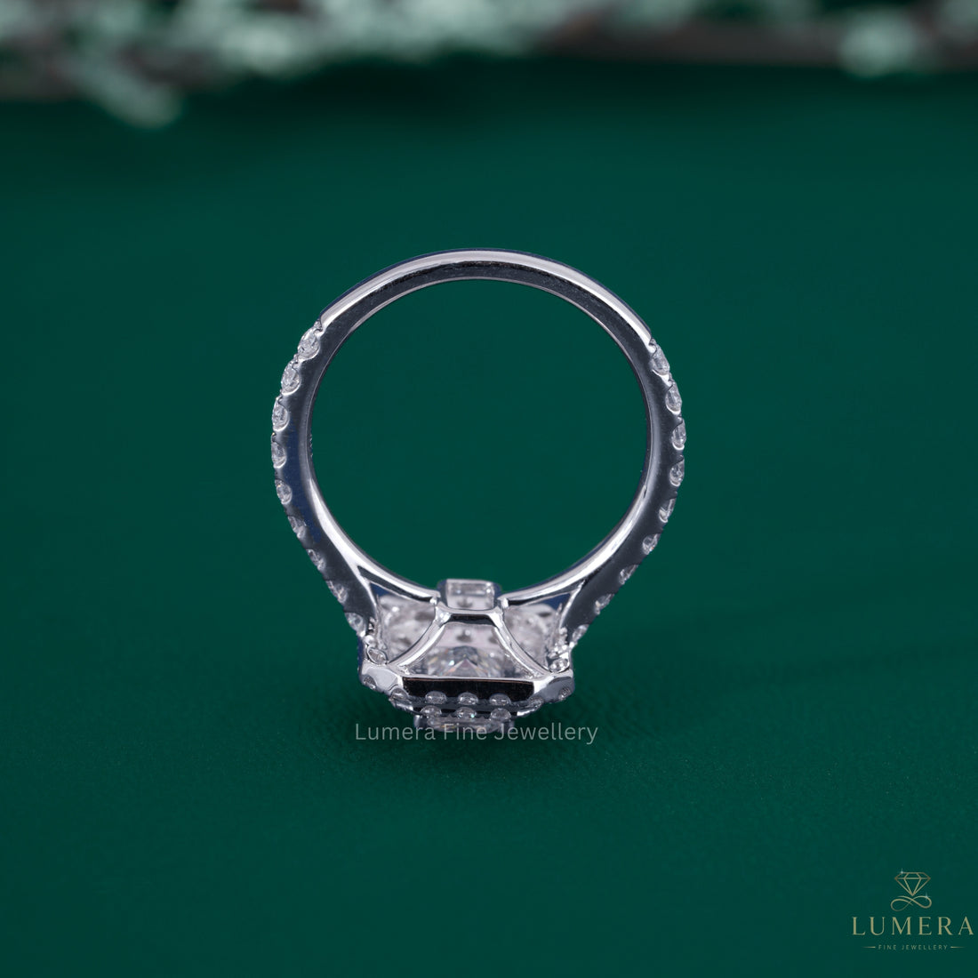 Pave ring setting with solid gold ring.