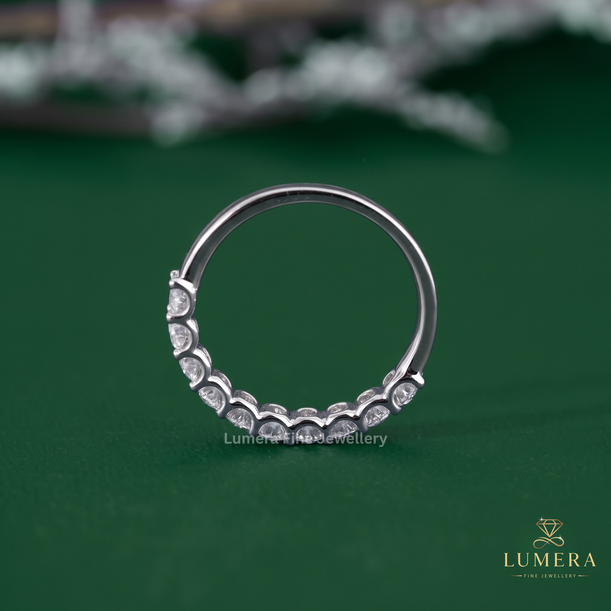 oval wedding band with stackable wedding band.
