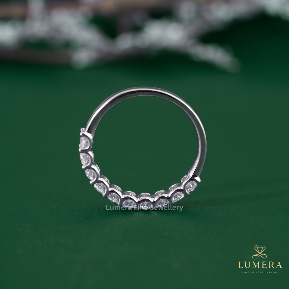 oval wedding band with stackable wedding band.
