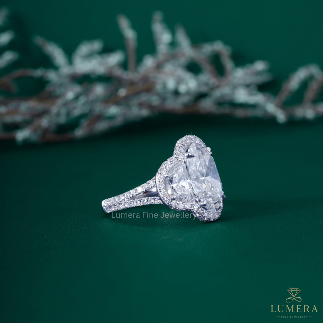 Halo diamond ring with Halo engagement ring.