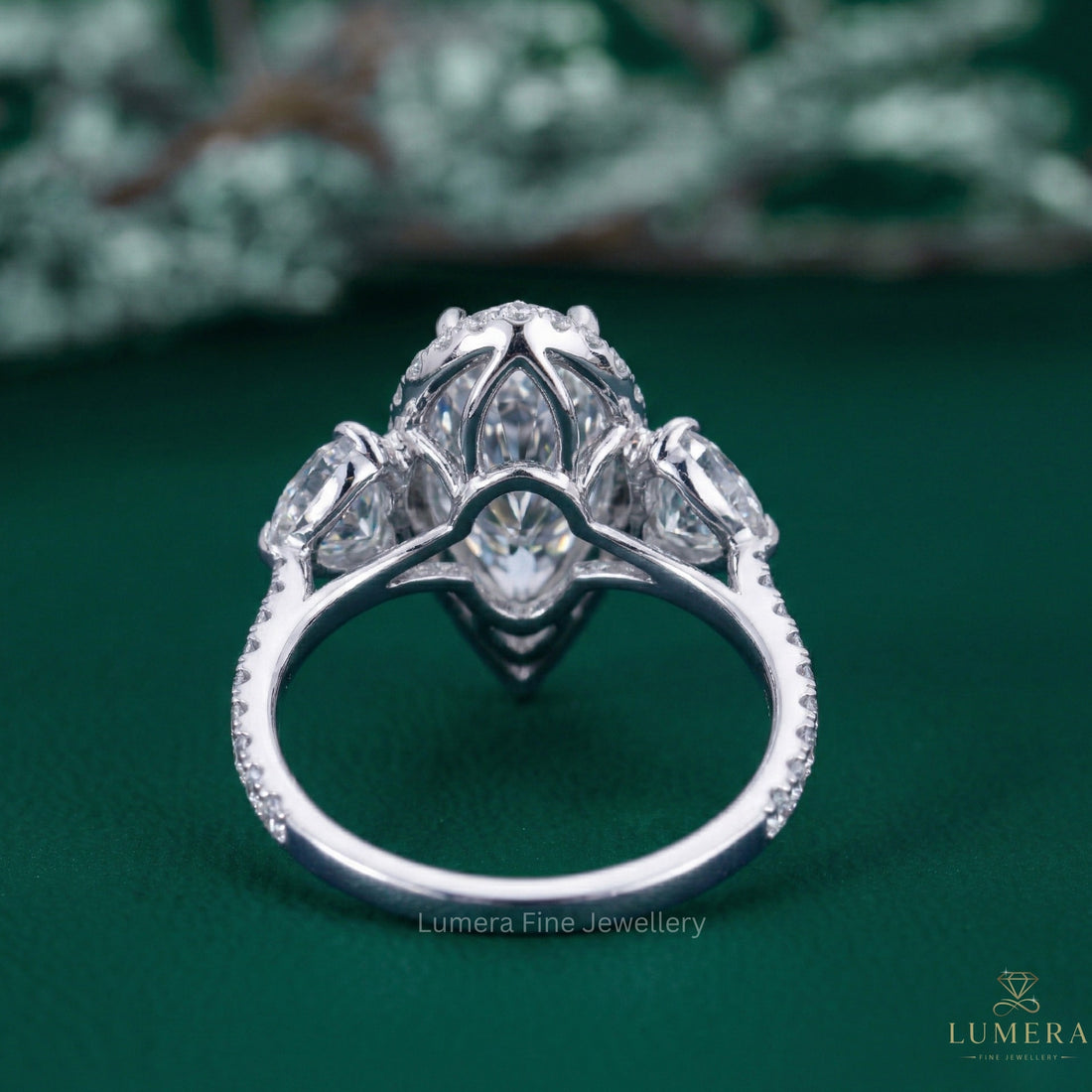 halo diamond ring with halo engagement ring.