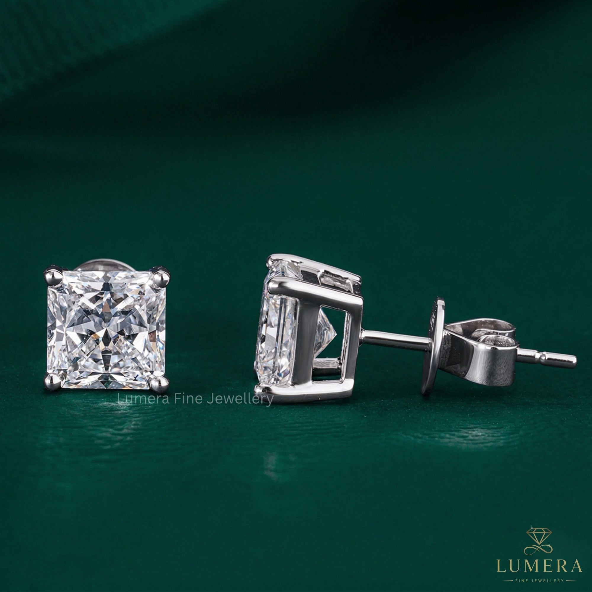 2.20 Princess Cut Lab Grown Diamond Stud Earrings