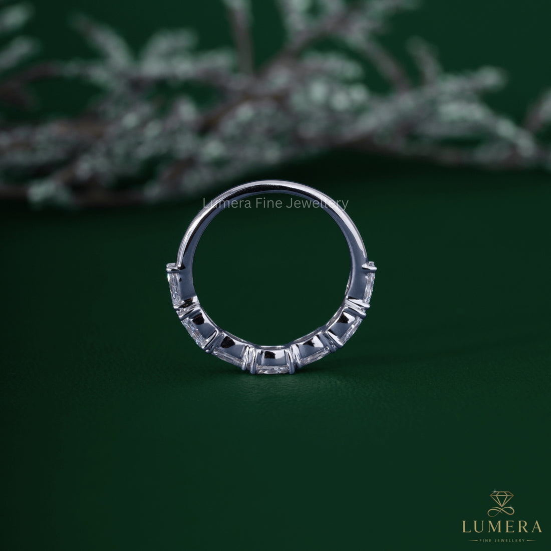 Half eternity band with solid gold band.