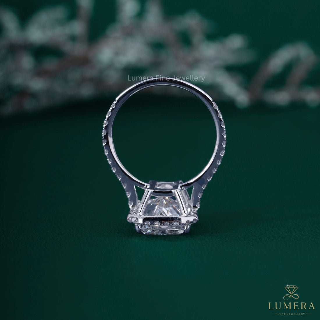 Cathedral setting ring with cathedral engagement ring.