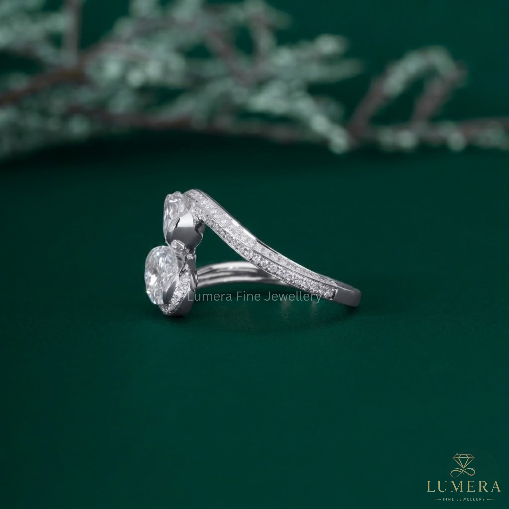 Knife edge shank ring with Half bezel setting ring.