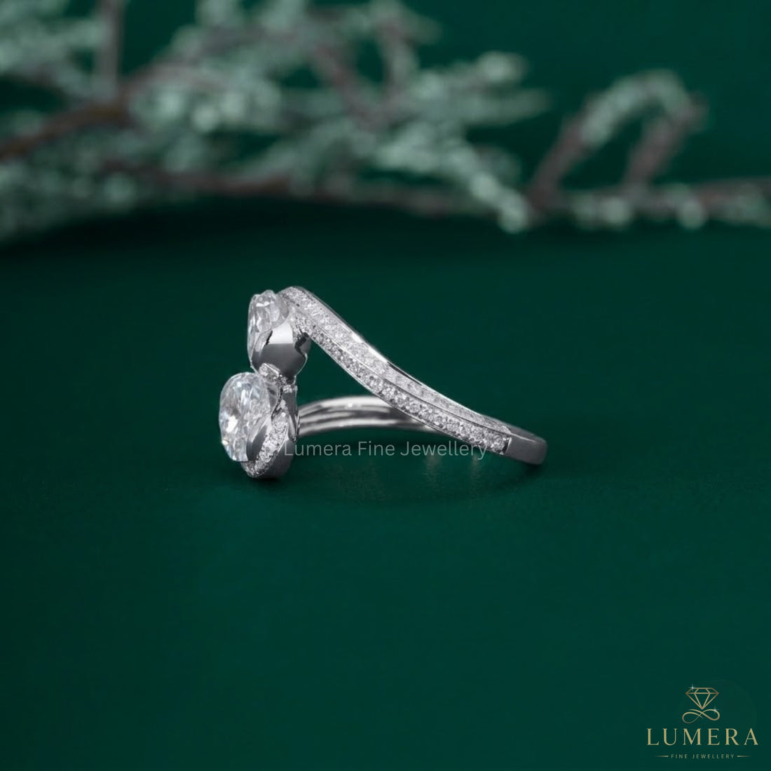Knife edge shank ring with Half bezel setting ring.