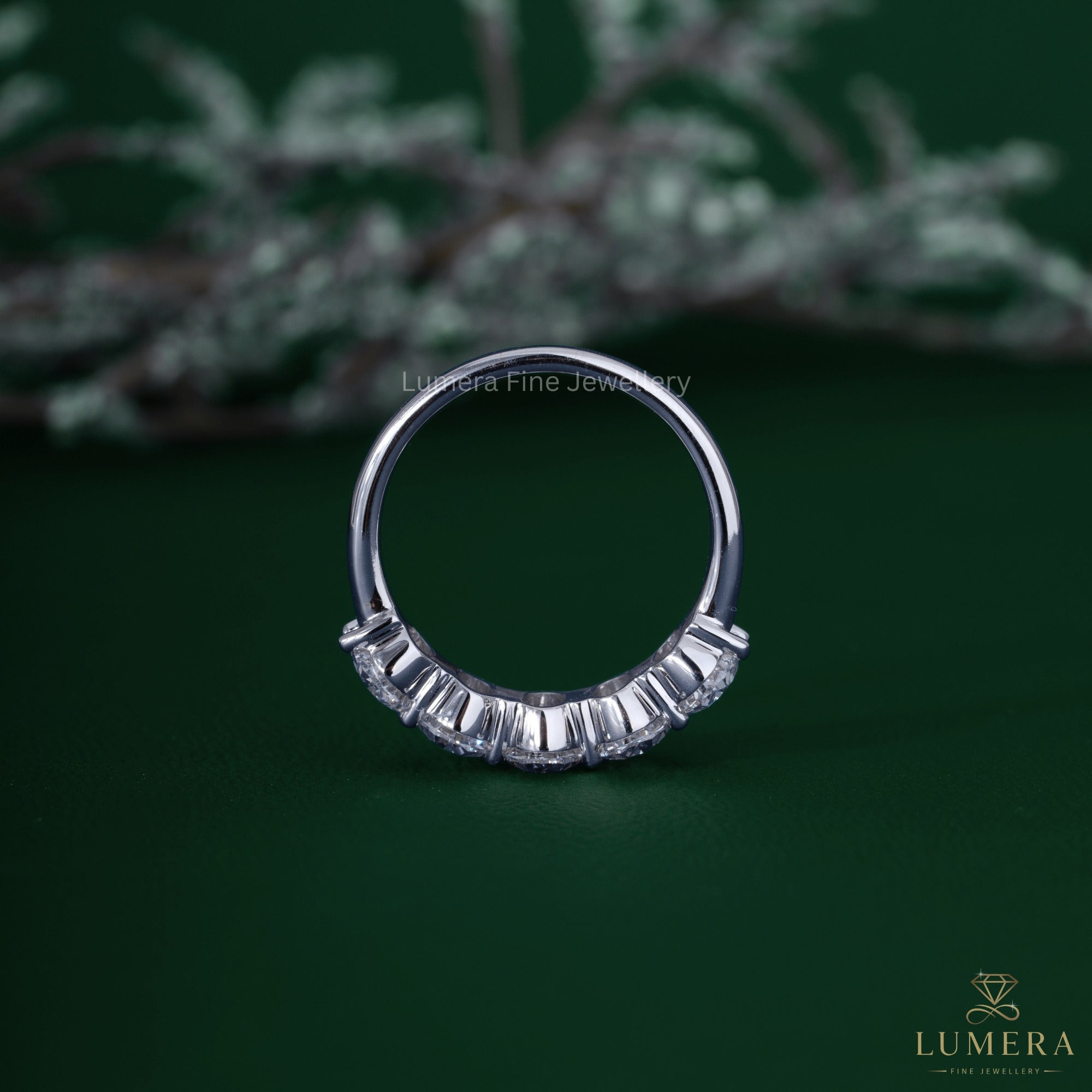 Solid gold band with diamond wedding band.