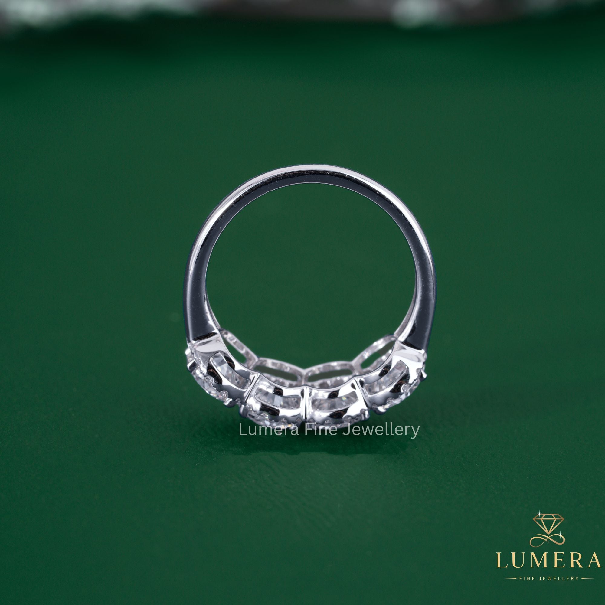 4 stone band with unique wedding band.