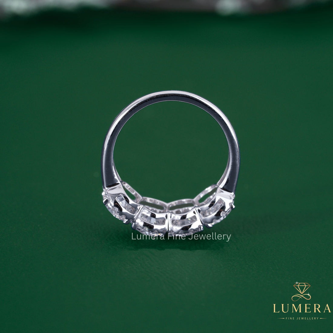 4 stone band with unique wedding band.