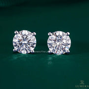 Solitaire round cut diamond stud earrings