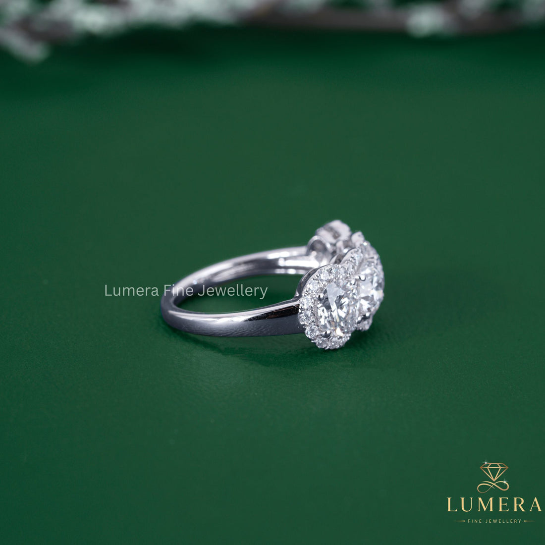 Diamond wedding band with band for women.
