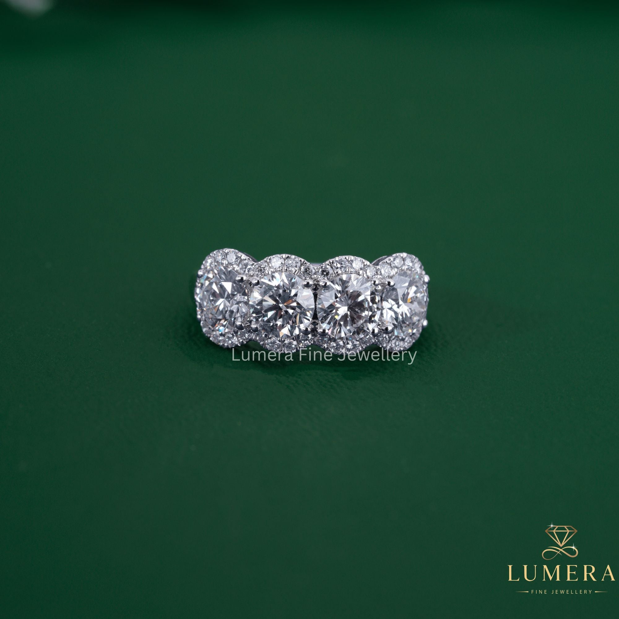Round cut diamond wedding band with half eternity wedding band.