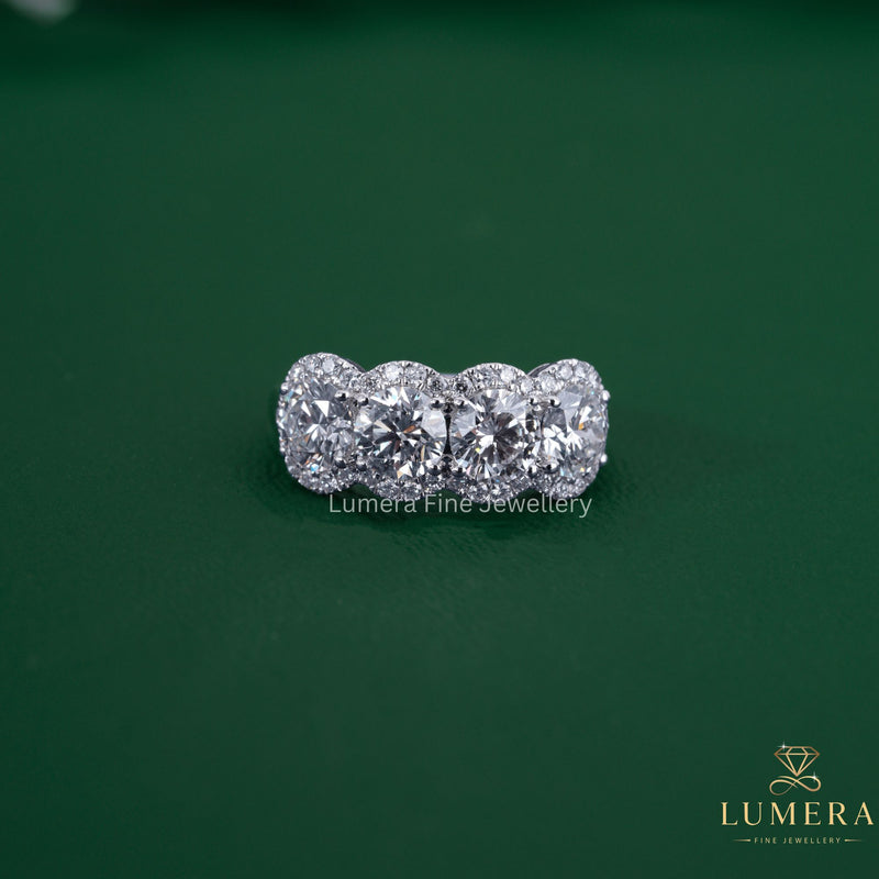 Round cut diamond wedding band with half eternity wedding band.
