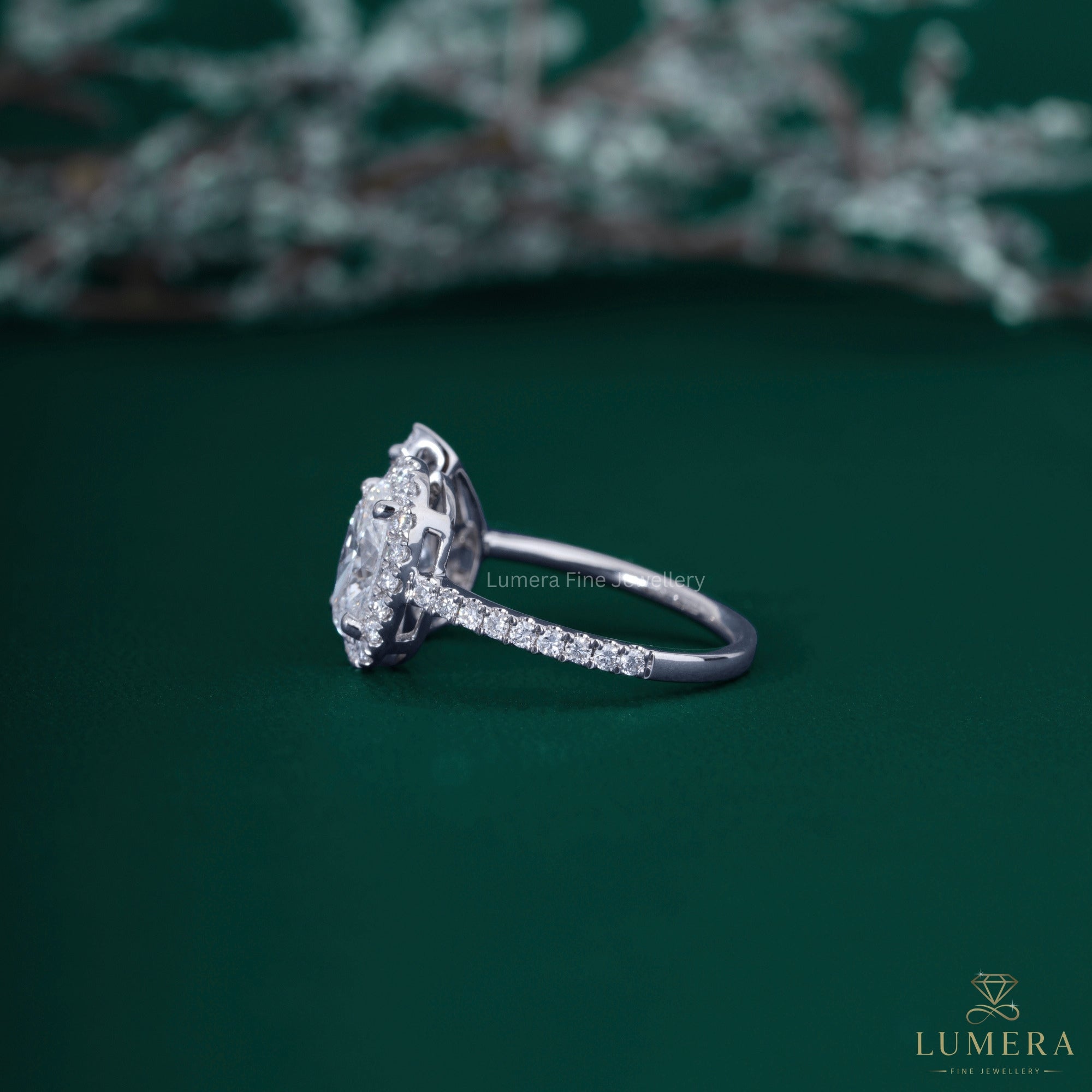 Pave engagement ring with pave diamond ring.