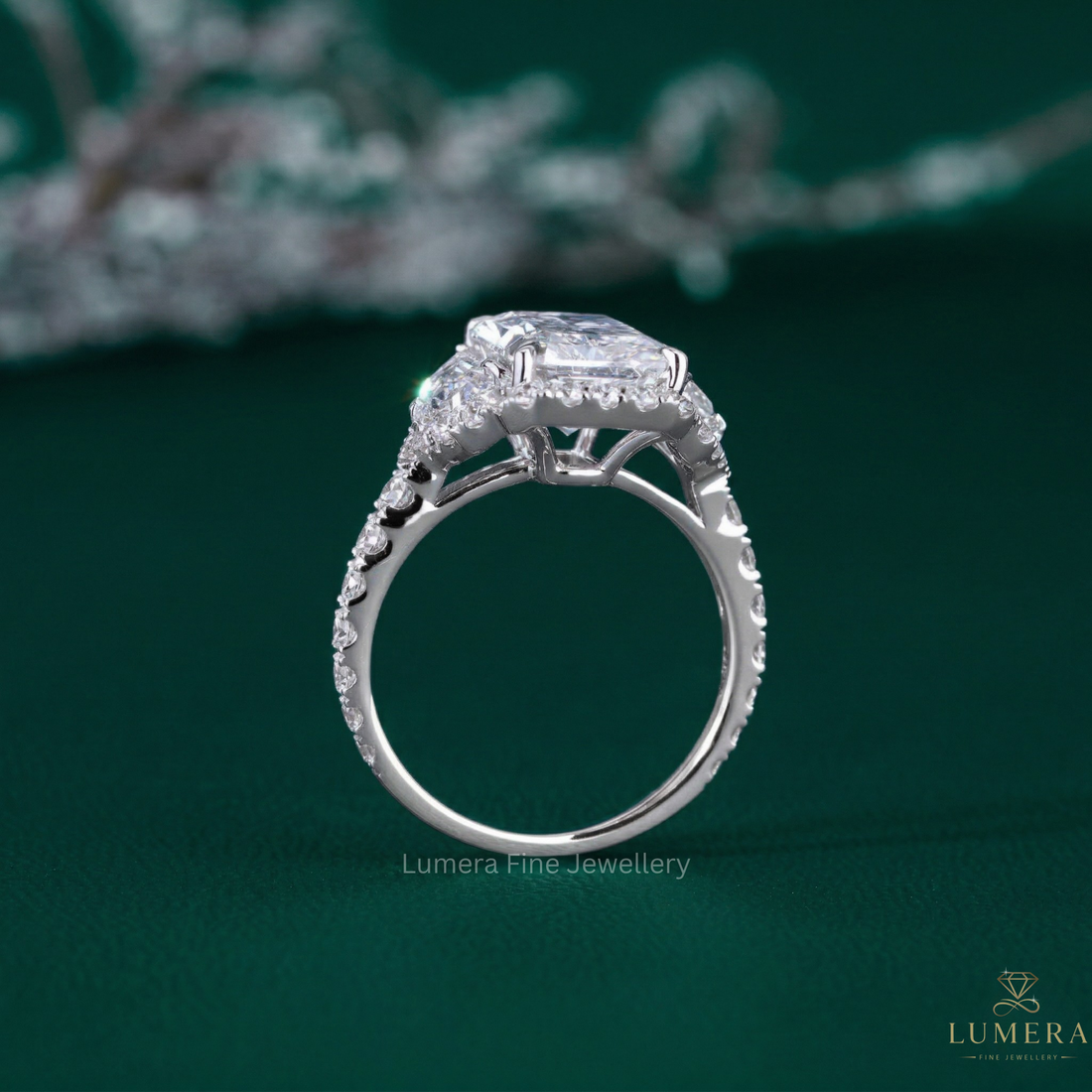 pave setting ring with claw prong setting.
