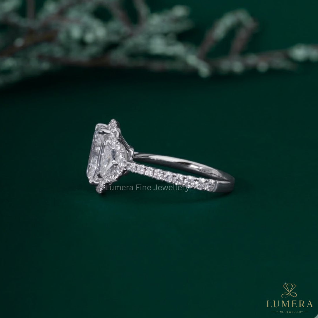 Pave diamond ring with Tapered shank ring.