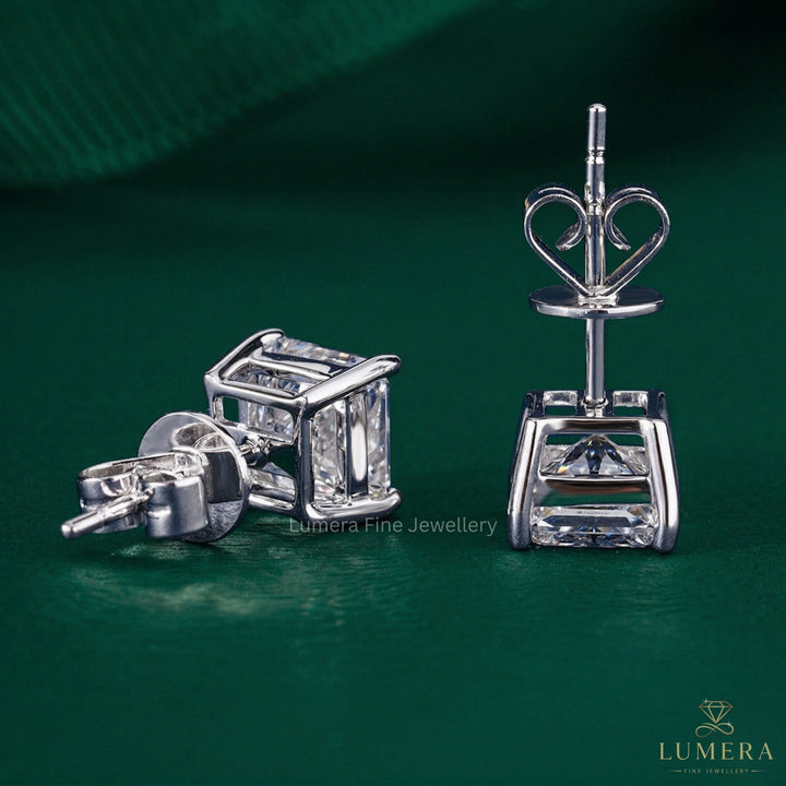 2.20 TCW Princess Cut Lab Grown Diamond Stud Earrings