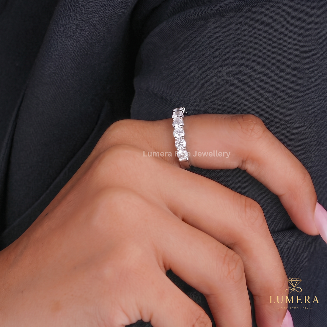 Stackable Set Round Diamond Half Eternity Band