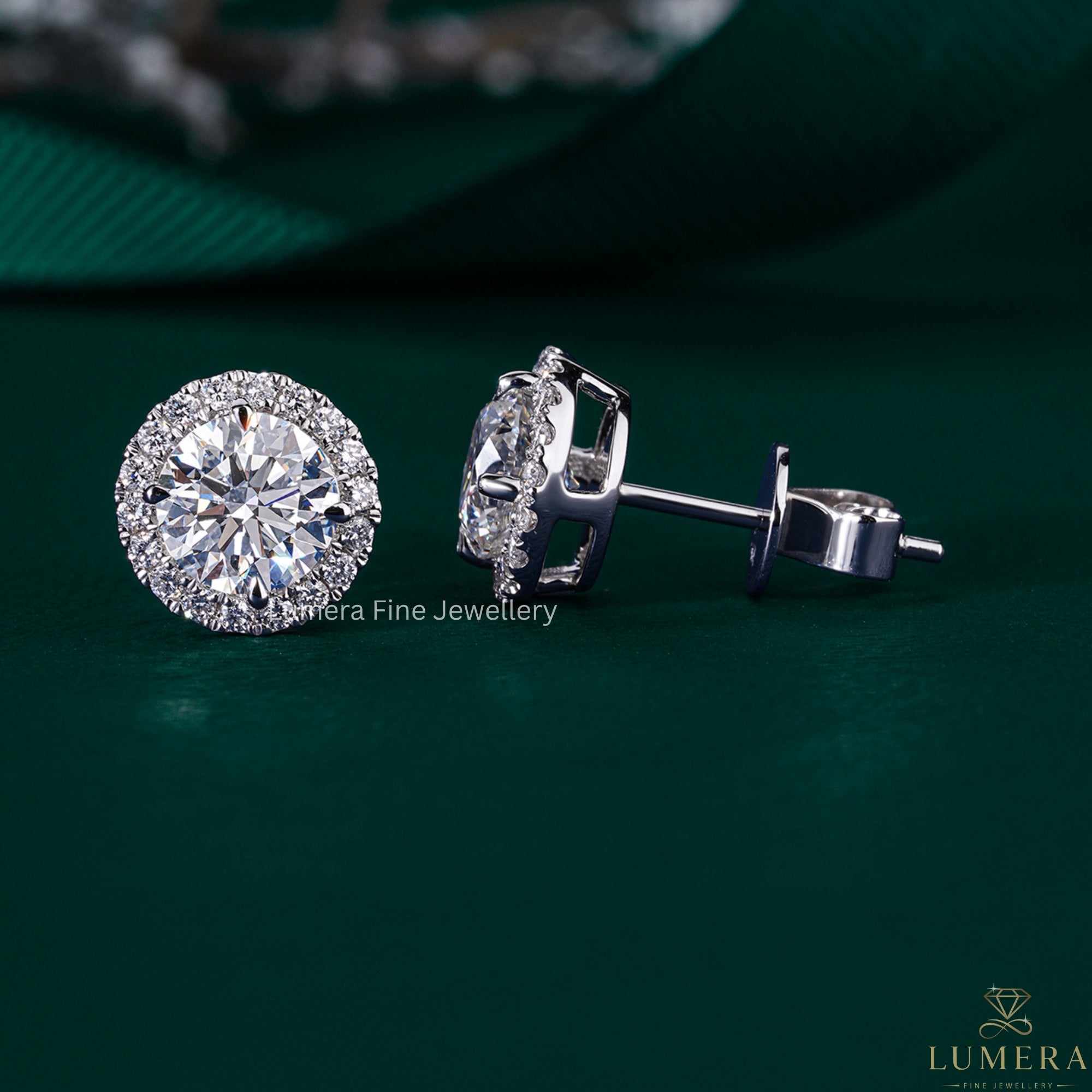 3.0 TCW Round Cut Lab Grown Diamond Stud Earrings